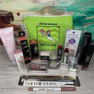 Lime Green Makeup Bag with Assorted Cosmetics Beauty Bundle